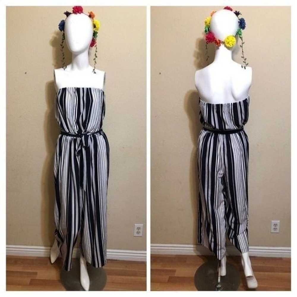 Socialite Stripe Strapless Jumpsuit Sz L - image 2