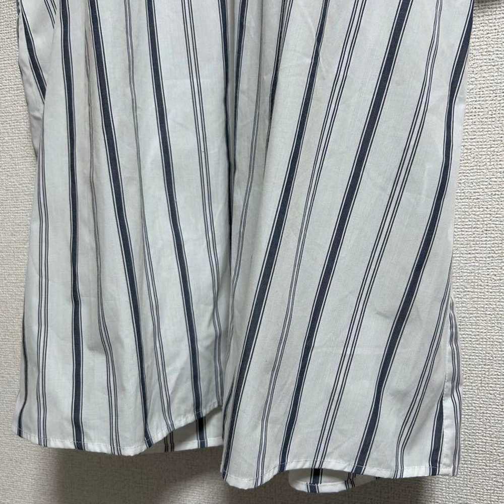 【379】DRESKIP Shirt Dress Stripe V-Neck White L - image 4