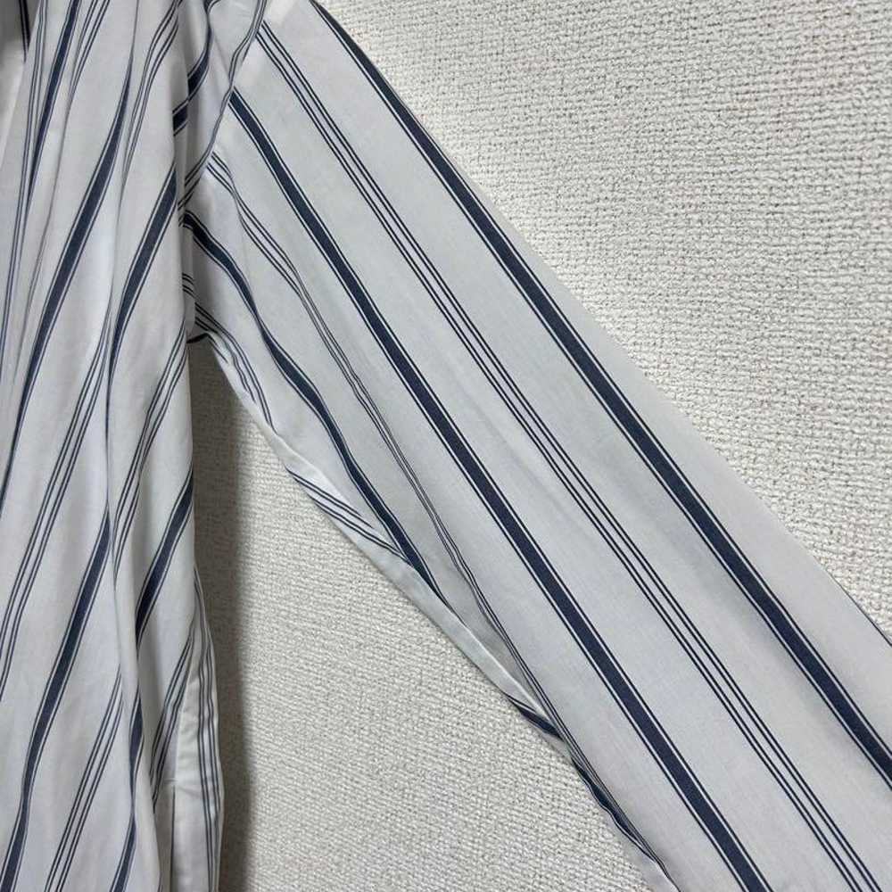 【379】DRESKIP Shirt Dress Stripe V-Neck White L - image 8