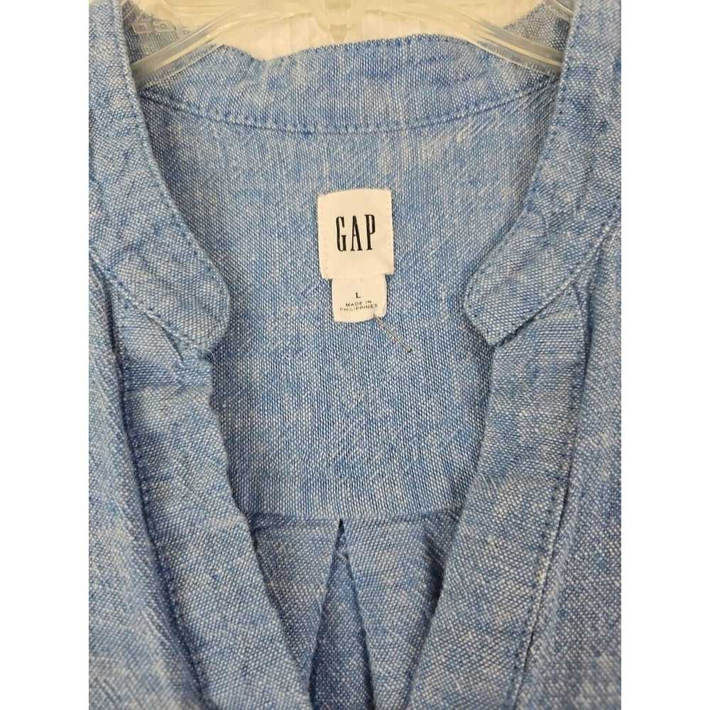 GAP ~Woman Size L~ Blue Chambray Button Front Sle… - image 2