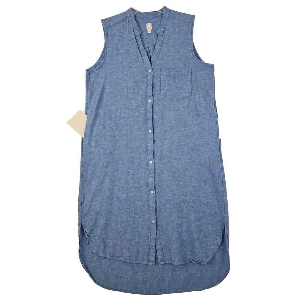 GAP ~Woman Size L~ Blue Chambray Button Front Sle… - image 5