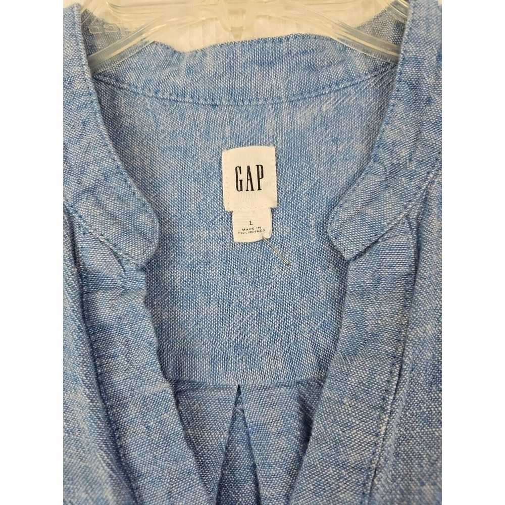 GAP ~Woman Size L~ Blue Chambray Button Front Sle… - image 7