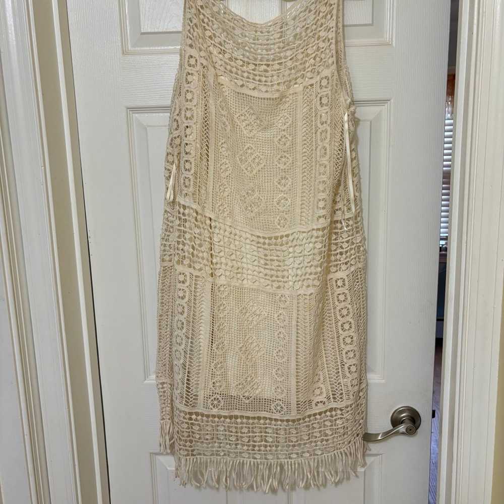 Like New XL Cotton Crochet Fringe Dress - image 1