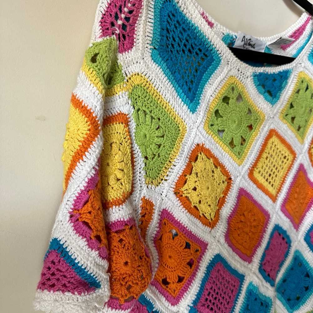 Vintage All Points Women’s Granny Square Sweater … - image 2