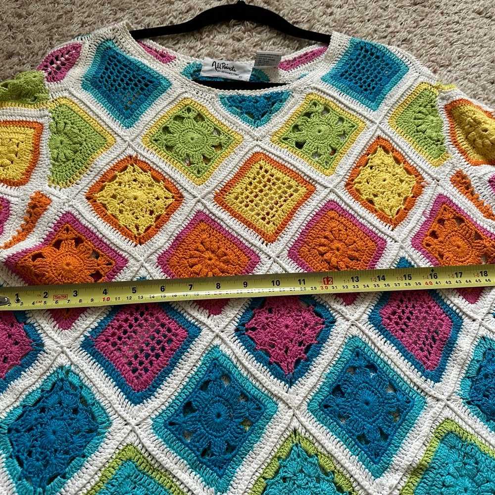 Vintage All Points Women’s Granny Square Sweater … - image 6