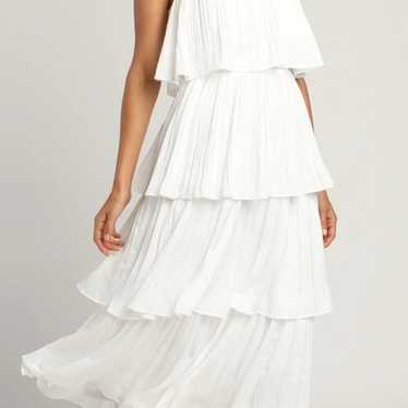 White tiered midi dress