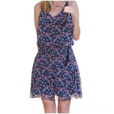 CAbi Navy Blue Floral Flirt Skirt & Tank Set Size 