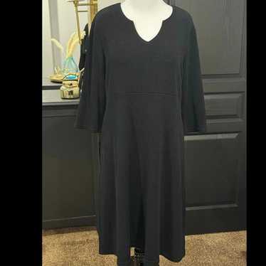 Orvis Black Textured Midi Dress Size XL - image 1