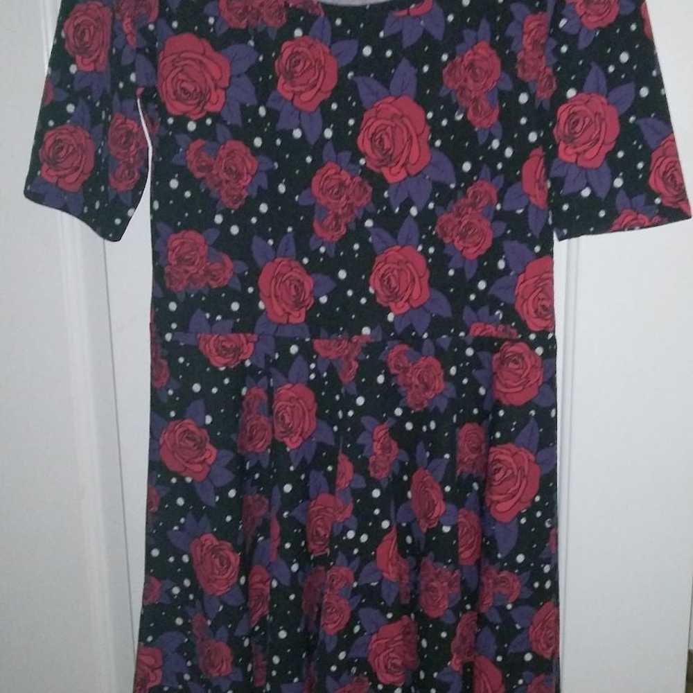 ❤ Ladies LuLaRoe Red Roses & Polka Dots Dress, 2XL - image 2