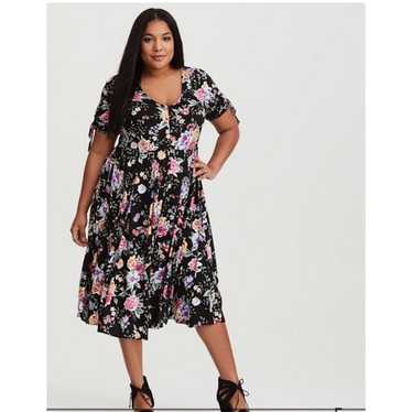 Torrid Black Multicolored Floral Dress