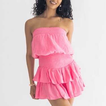 NWOT Womens VICI Strapless Pink Ruffle Romper size