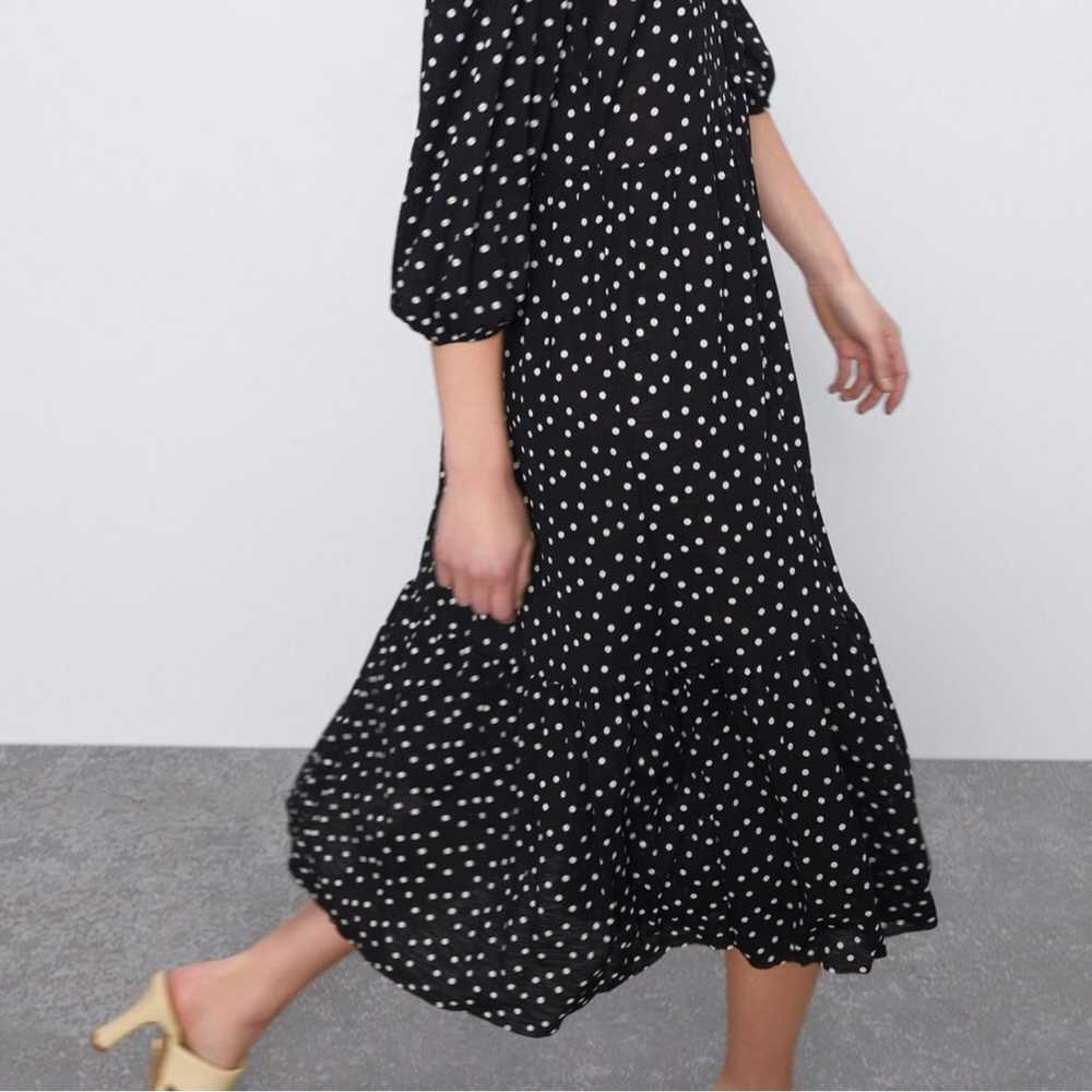 Zara Polka Dot Black and White Puff Sleeves Ruffl… - image 2