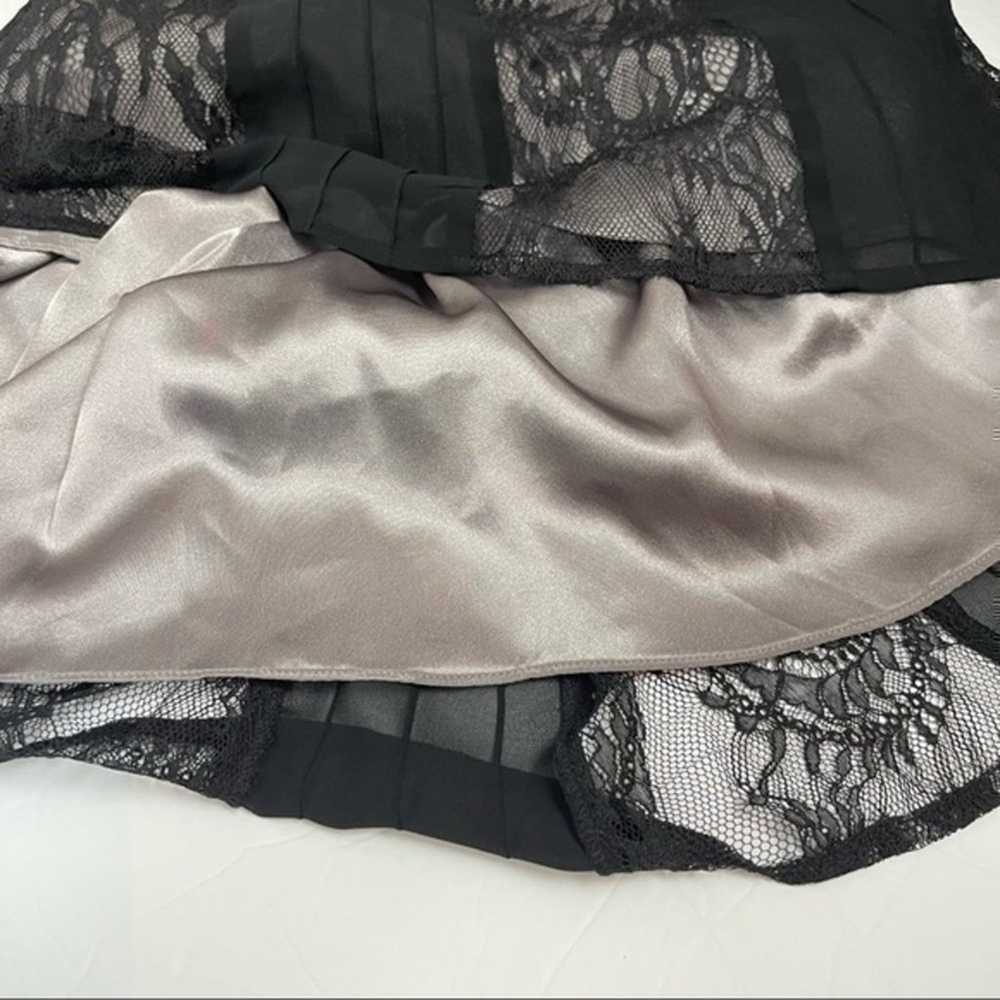 LOFT Sheer Black Lace Over Purplish Gray Satin Pa… - image 8