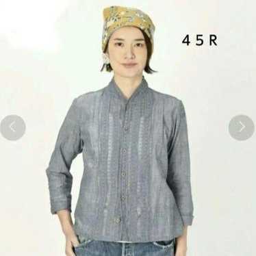 45R Indian Khadi Square Lace Blouse (Indigo) 45rpm