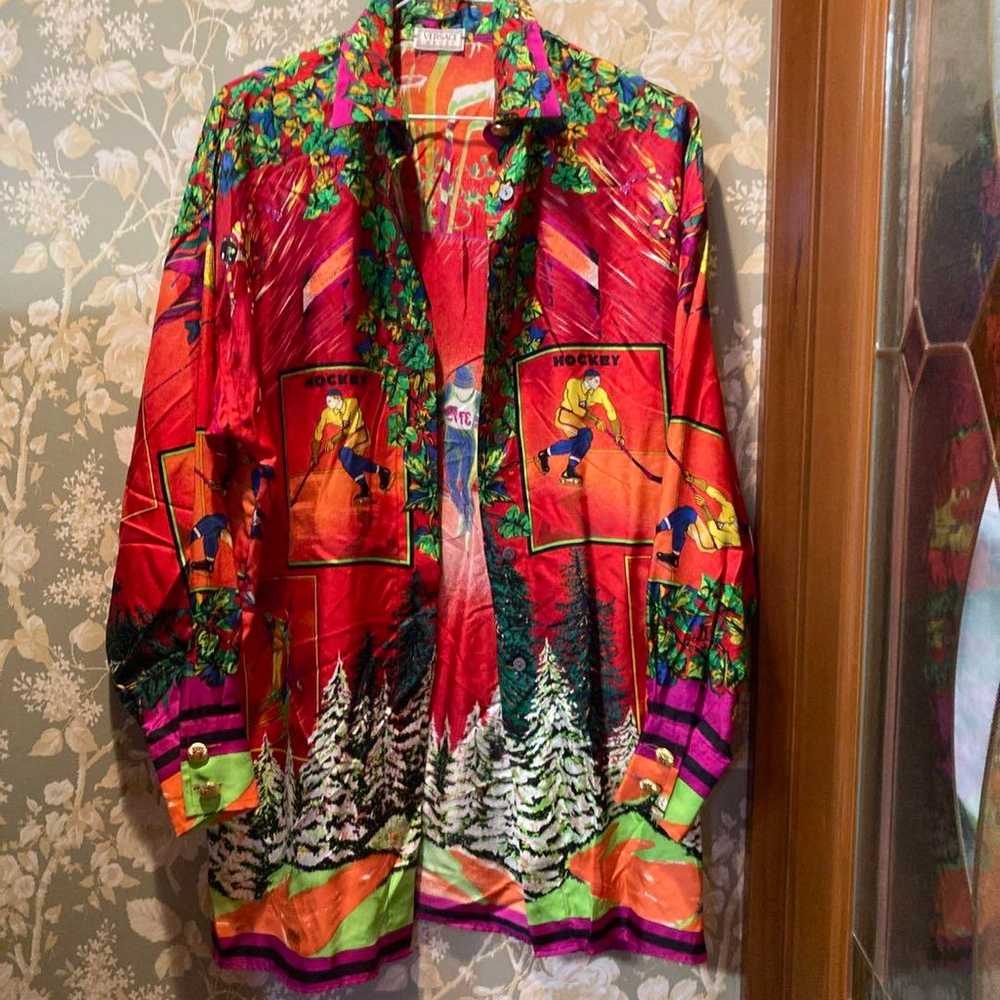 VERSACE Versace all-over pattern silk shirt blouse - image 9