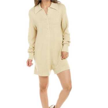 WeWoreWhat l Tan Knit Casual Romper Small