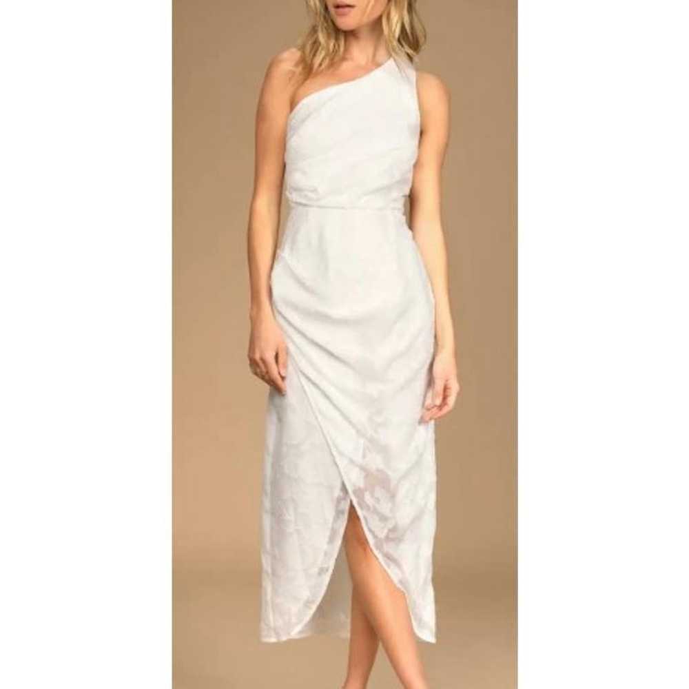 LULUS SIZE M WHITE BURNOUT DRESS ONE SHOULDER - image 1