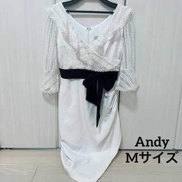 White lace dress with frills and black ribbon. - image 1