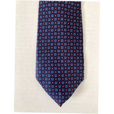 Van Heusen Navy Blue and Red Circle Pattern Silk … - image 1