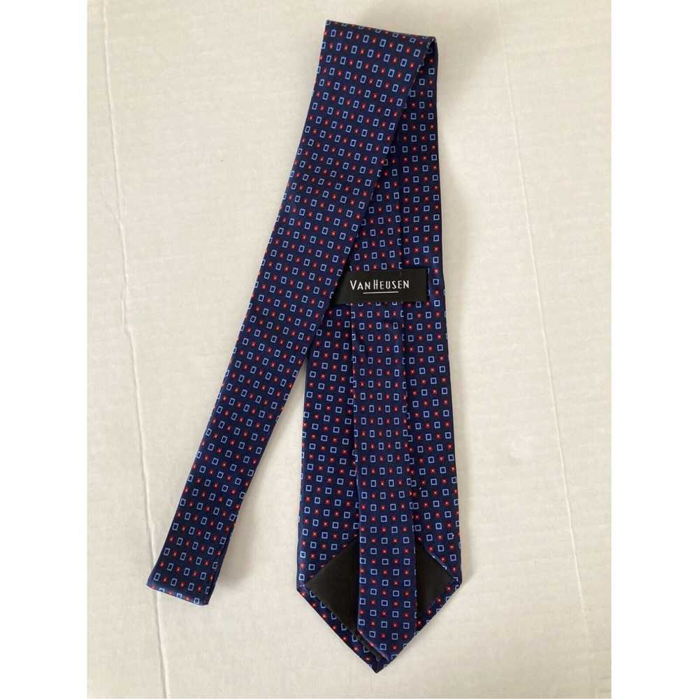 Van Heusen Navy Blue and Red Circle Pattern Silk … - image 3