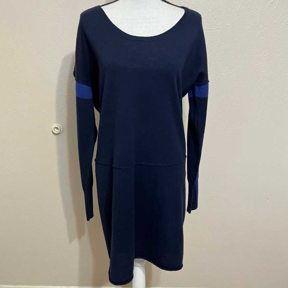 Athleta Azalia Blue Wool Colorblock Long Sleeve S… - image 1