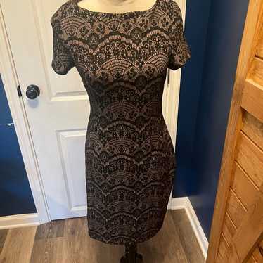 Margaret M bodycon black and tan dress