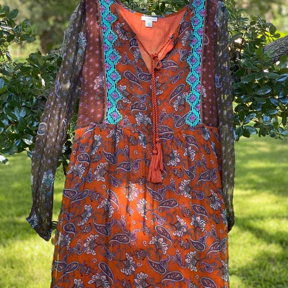 Sundance Flowy cottage core dress with tassel det… - image 3