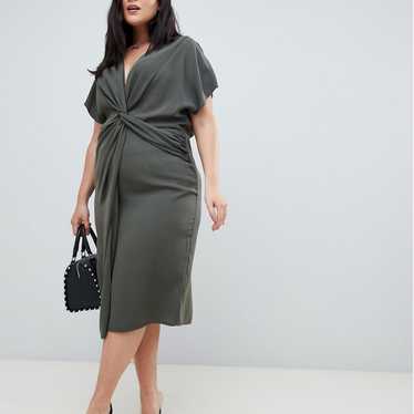 ASOS DESIGN Curve twist midi dress with kimono sle