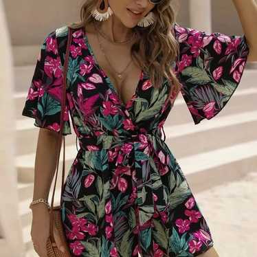 BOHO FLORAL PRINT ROMPER - image 1