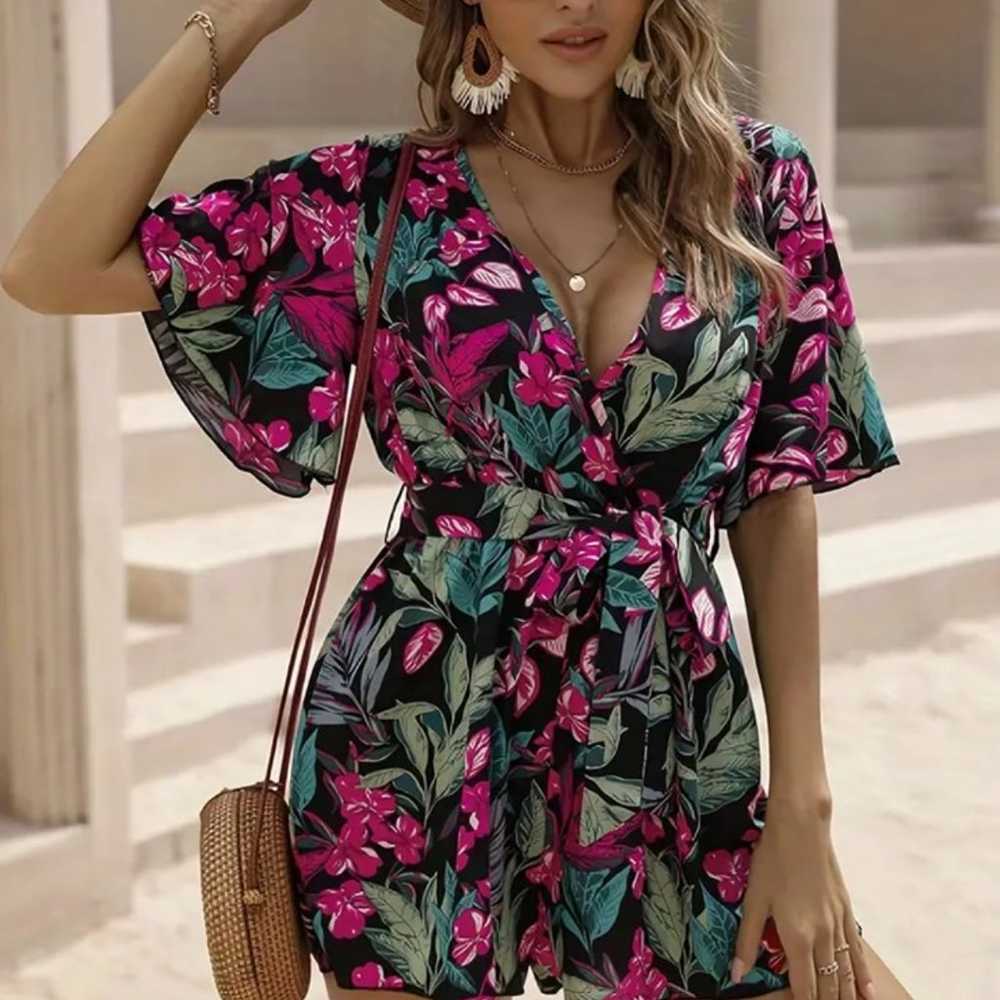 BOHO FLORAL PRINT ROMPER - image 4