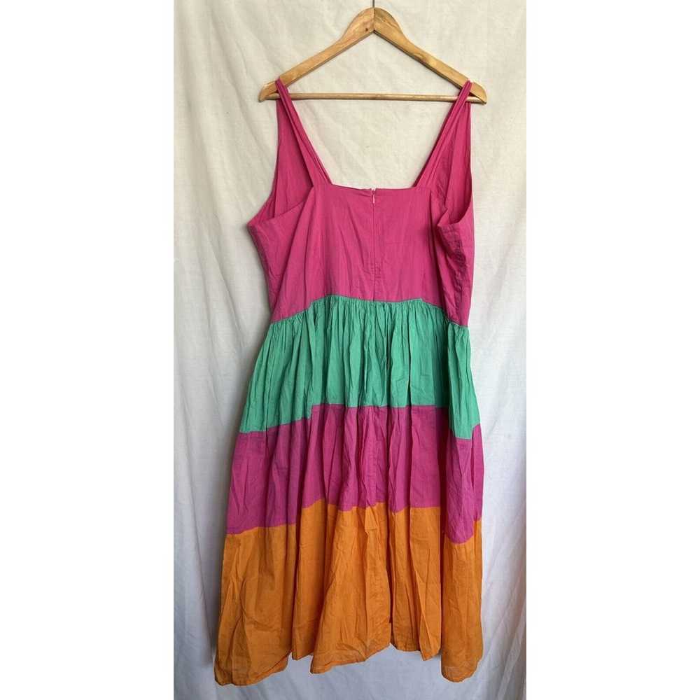 MIRA Sundress Colorful Color Block Midi Cotton Tr… - image 2