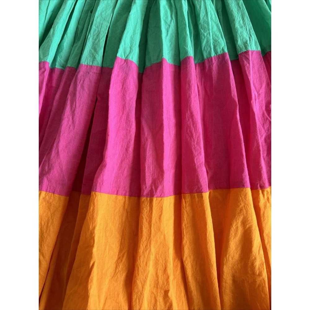 MIRA Sundress Colorful Color Block Midi Cotton Tr… - image 8