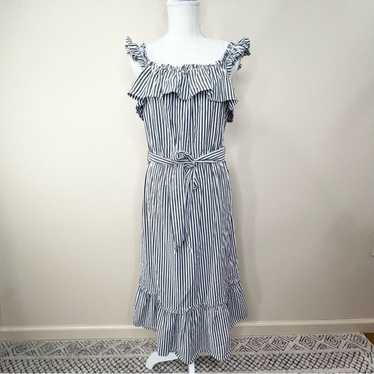 Michael Kors Striped Ruffle Midi Dress XL