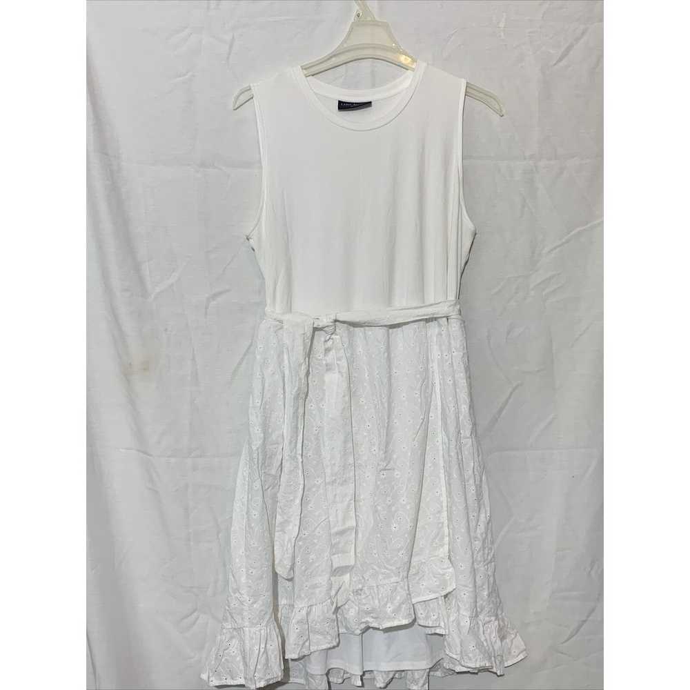 Lane Bryant White Lacy Sleeveless Tie Dress Size … - image 1