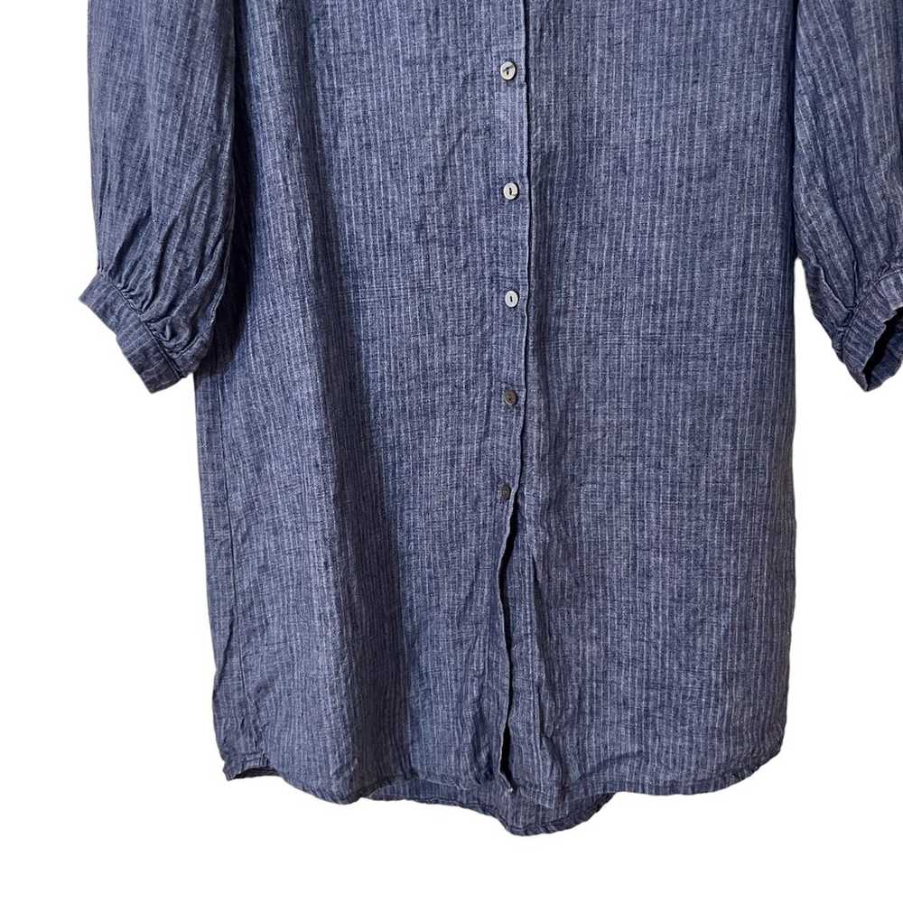 Neu Nomads Size Small Blue Linen Button Up Stripe… - image 3