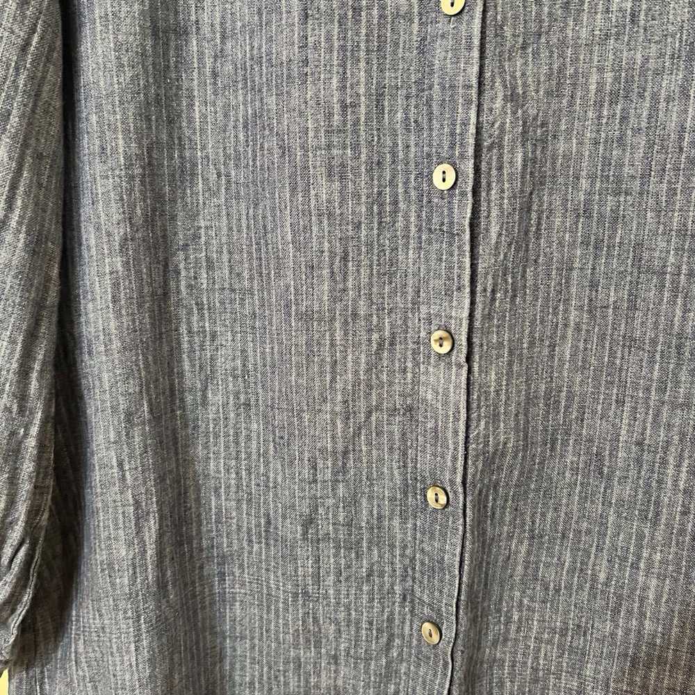 Neu Nomads Size Small Blue Linen Button Up Stripe… - image 4