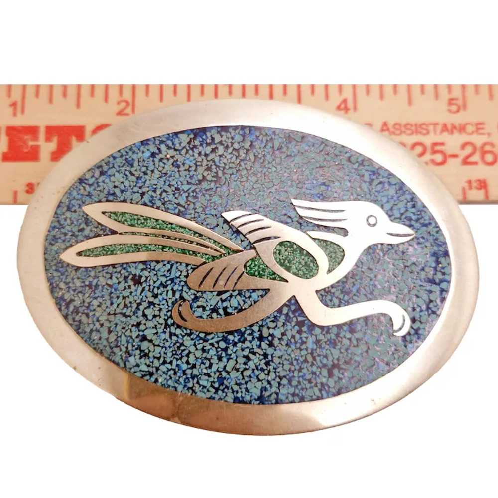 Native Western Turquoise Nickel Silver Belt Buckl… - image 5