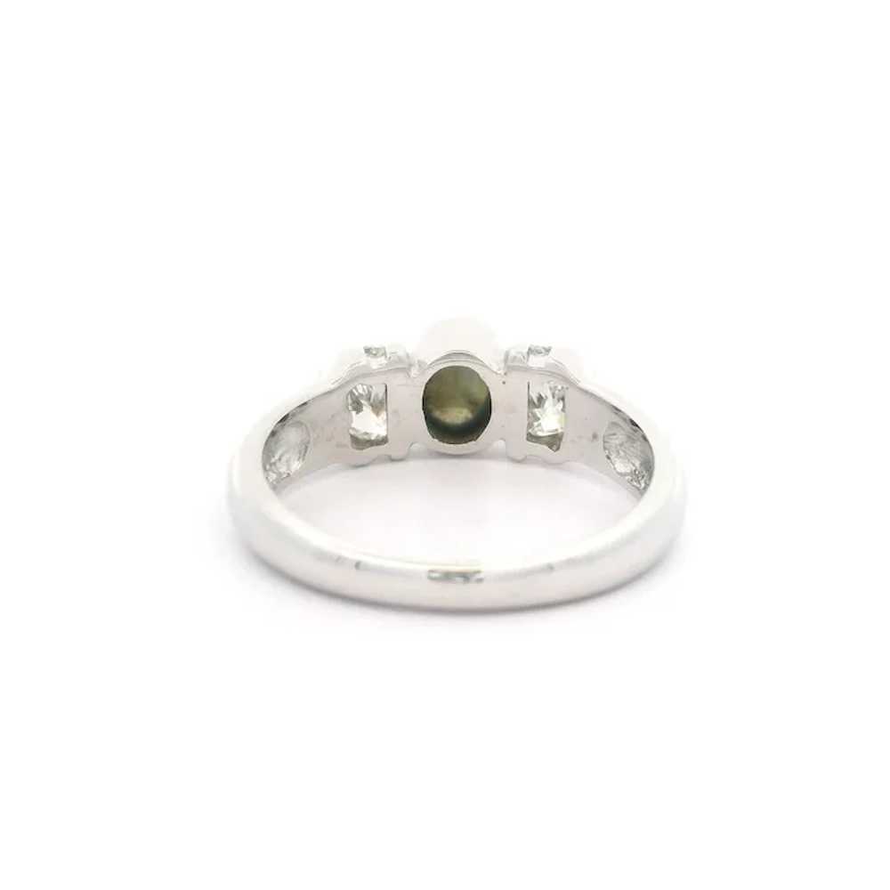 14k White Gold Cabochon Chrysoberyl Cat's Eye & 0… - image 7