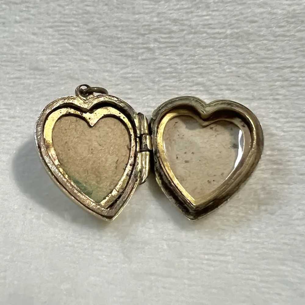 9K Back & Front Etched Victorian Heart Locket "PI… - image 4