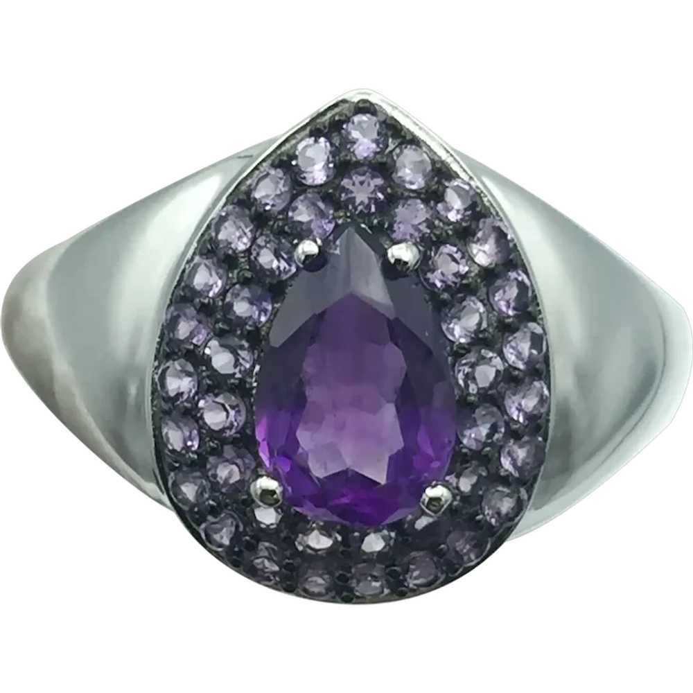 Sterling Silver Amethyst and Tanzanite Ring - image 1