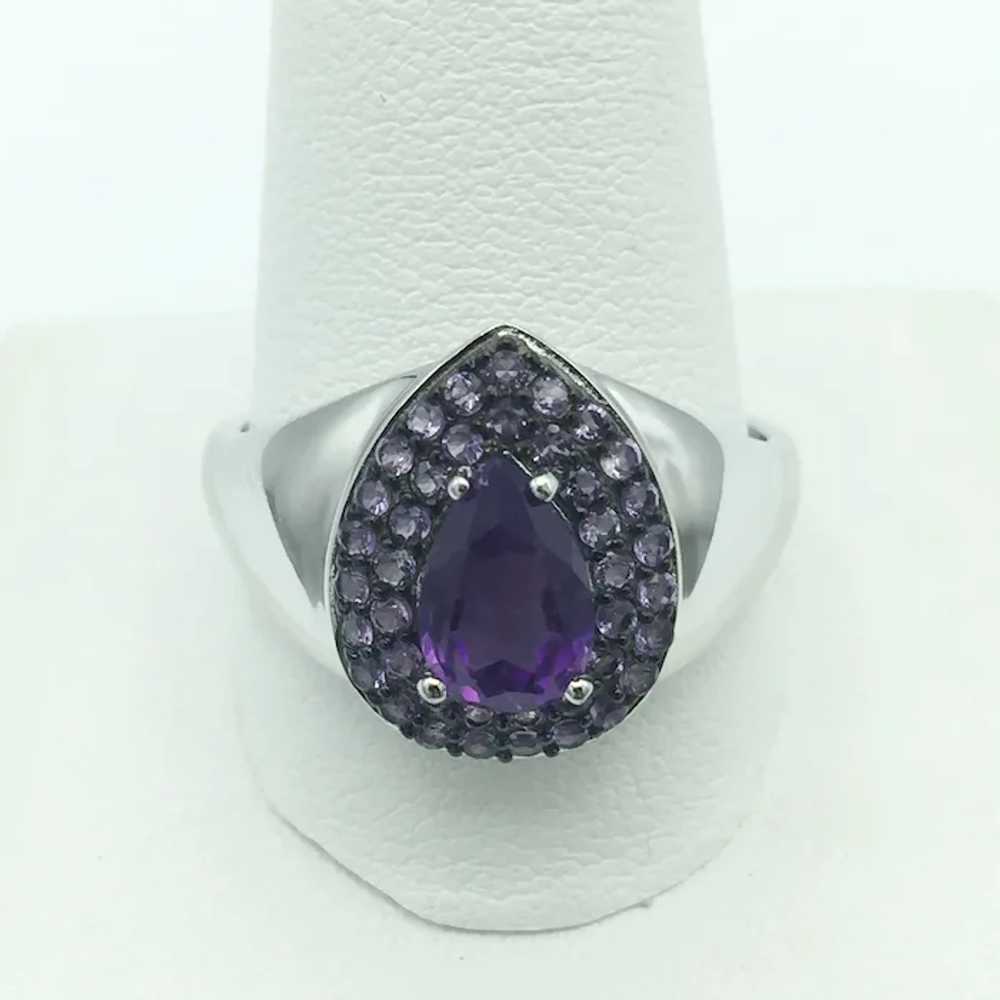 Sterling Silver Amethyst and Tanzanite Ring - image 2