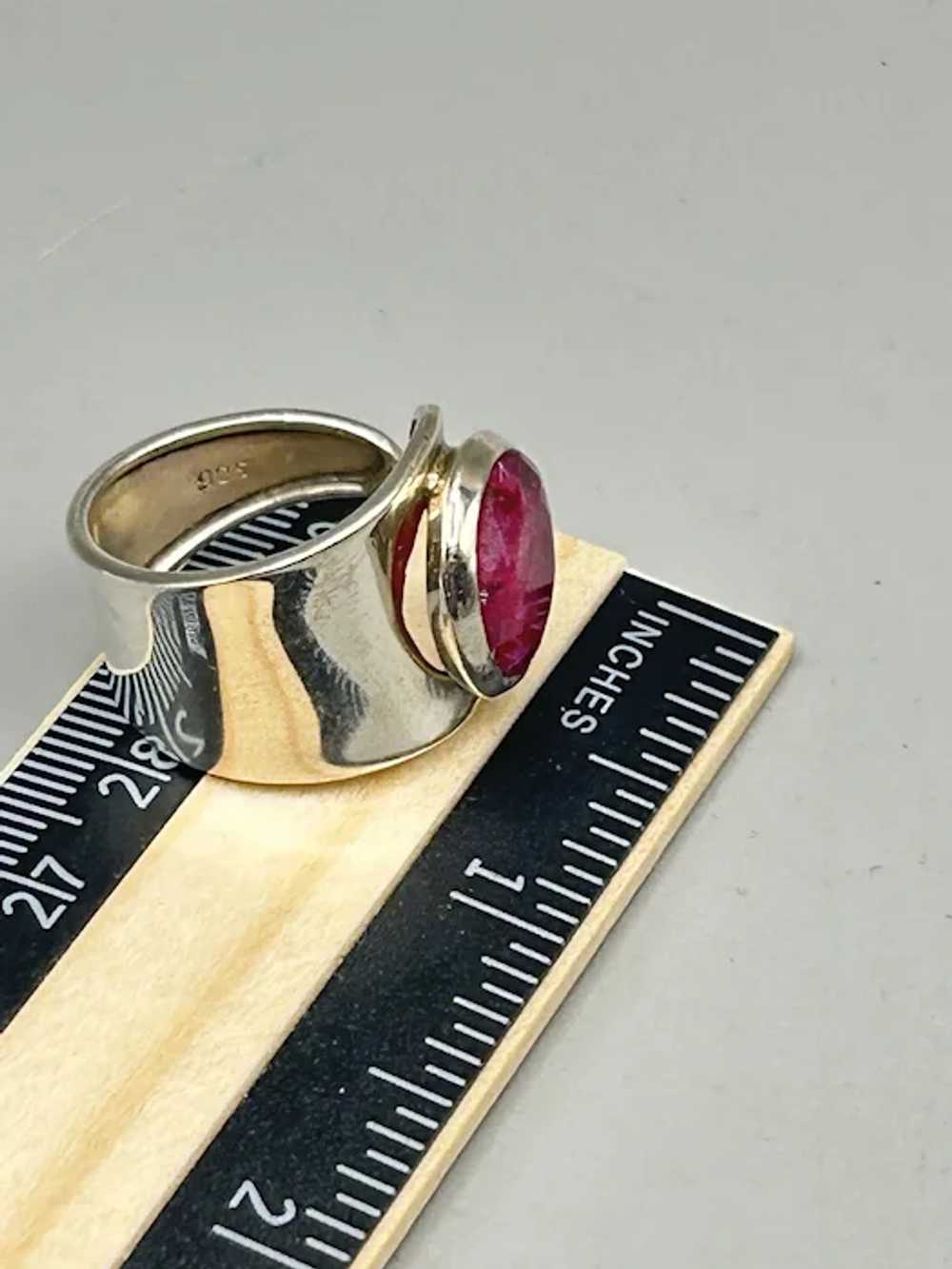 Vintage Sterling Silver Ring With Large Faceted P… - image 7