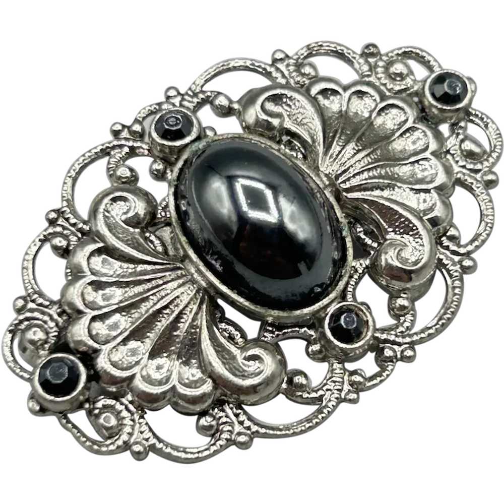 Vintage Victorian Style Eye Shape Filigree Silver… - image 1