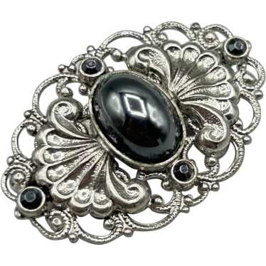 Vintage Victorian Style Eye Shape Filigree Silver… - image 1