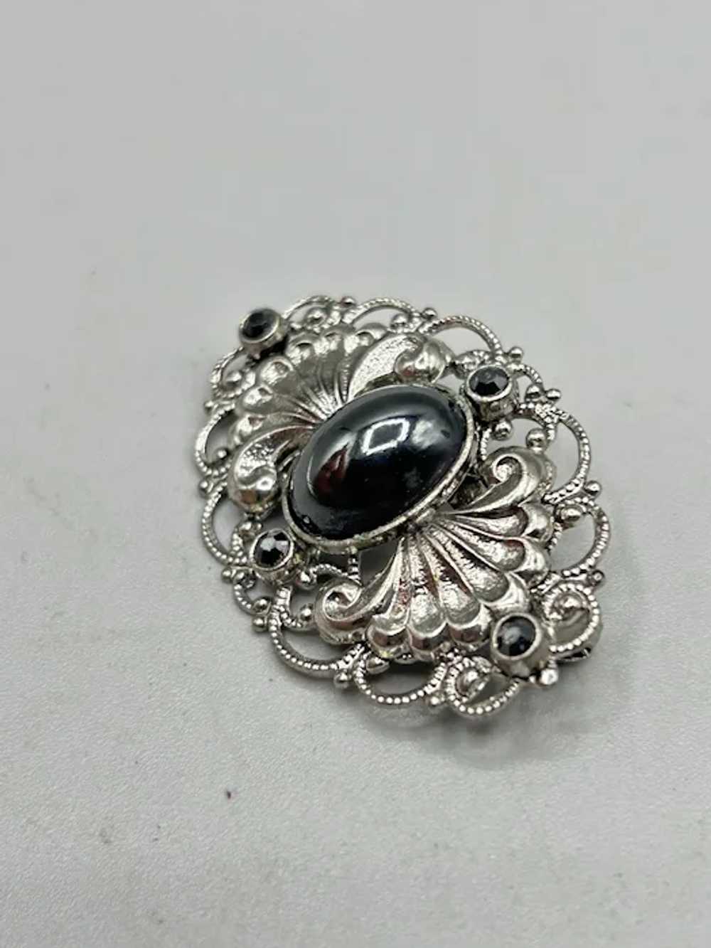 Vintage Victorian Style Eye Shape Filigree Silver… - image 2