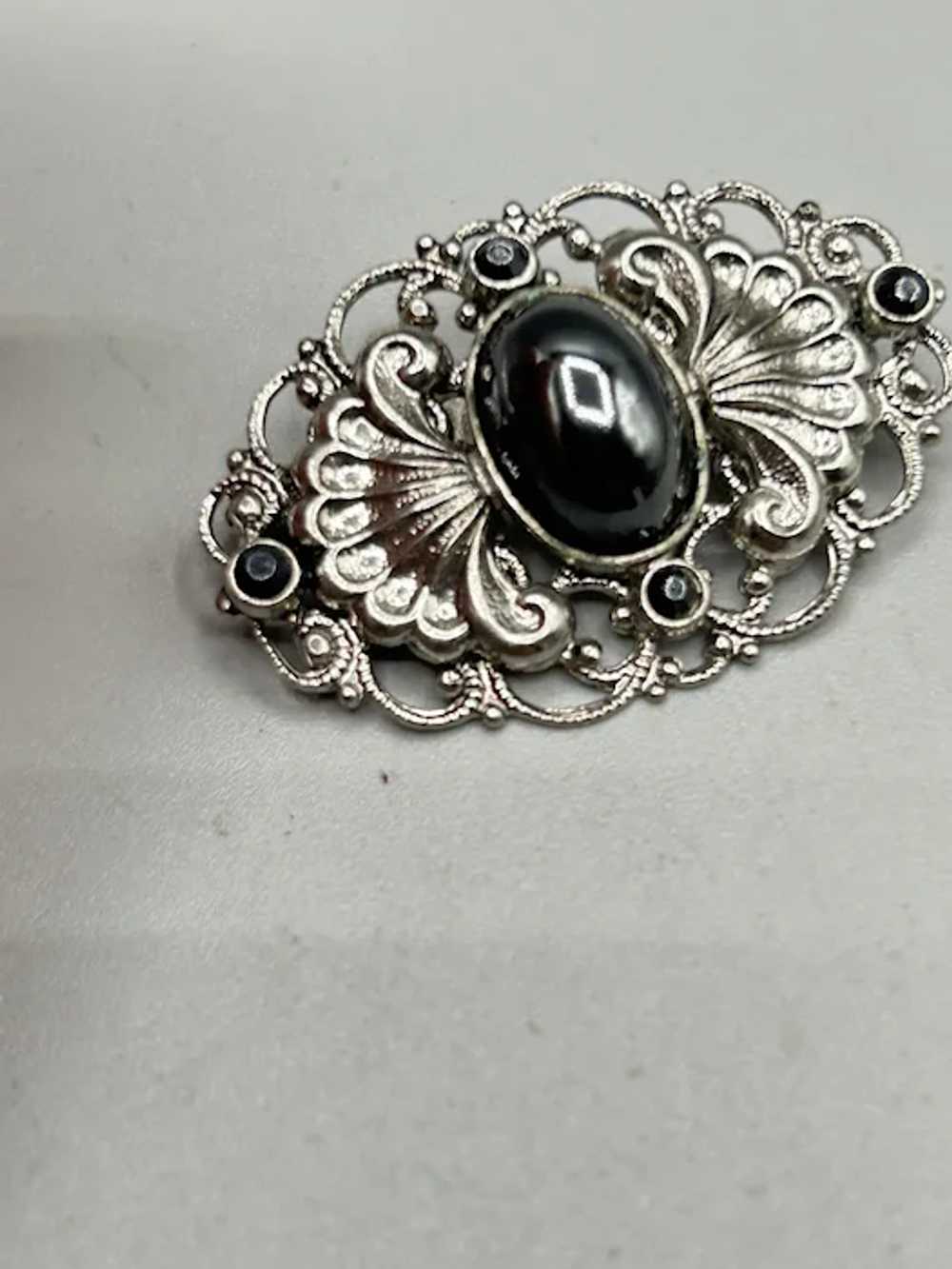 Vintage Victorian Style Eye Shape Filigree Silver… - image 4
