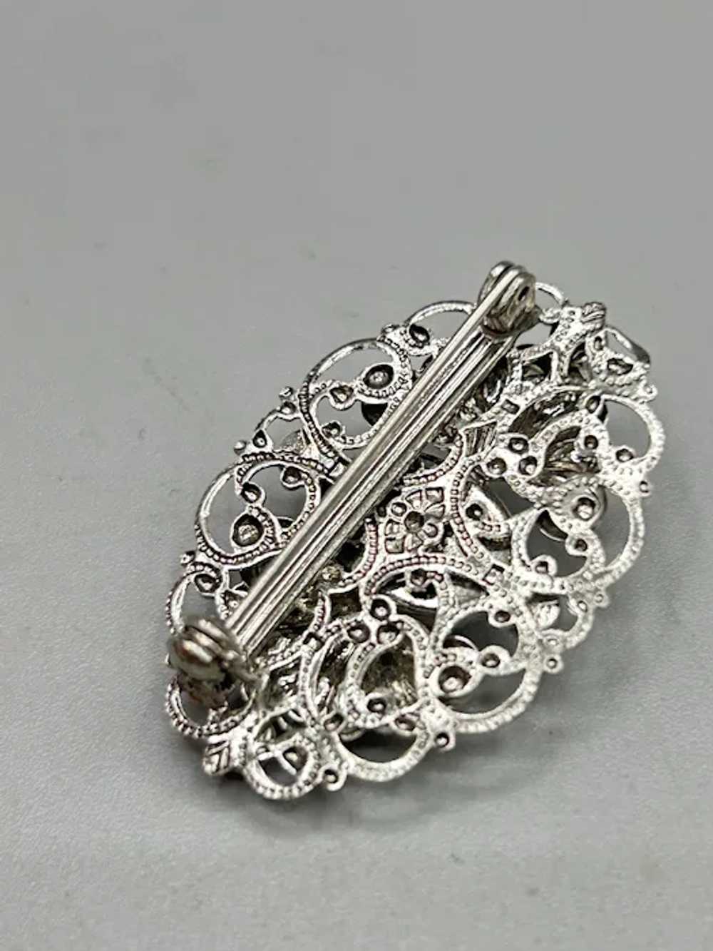 Vintage Victorian Style Eye Shape Filigree Silver… - image 5
