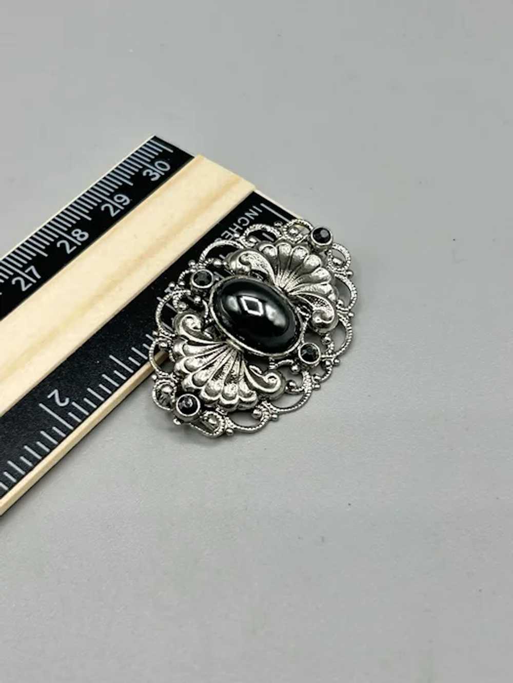 Vintage Victorian Style Eye Shape Filigree Silver… - image 6