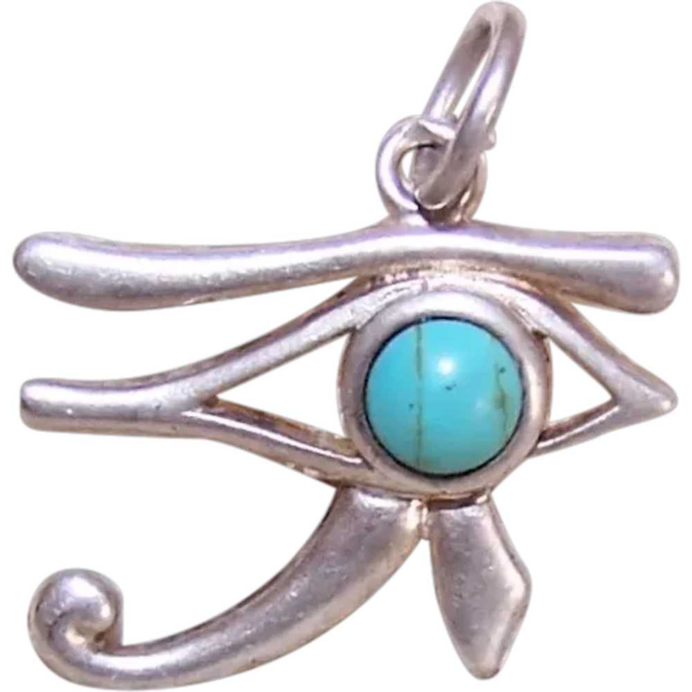 China Silver Turquoise Charm - Egyptian Revival E… - image 1