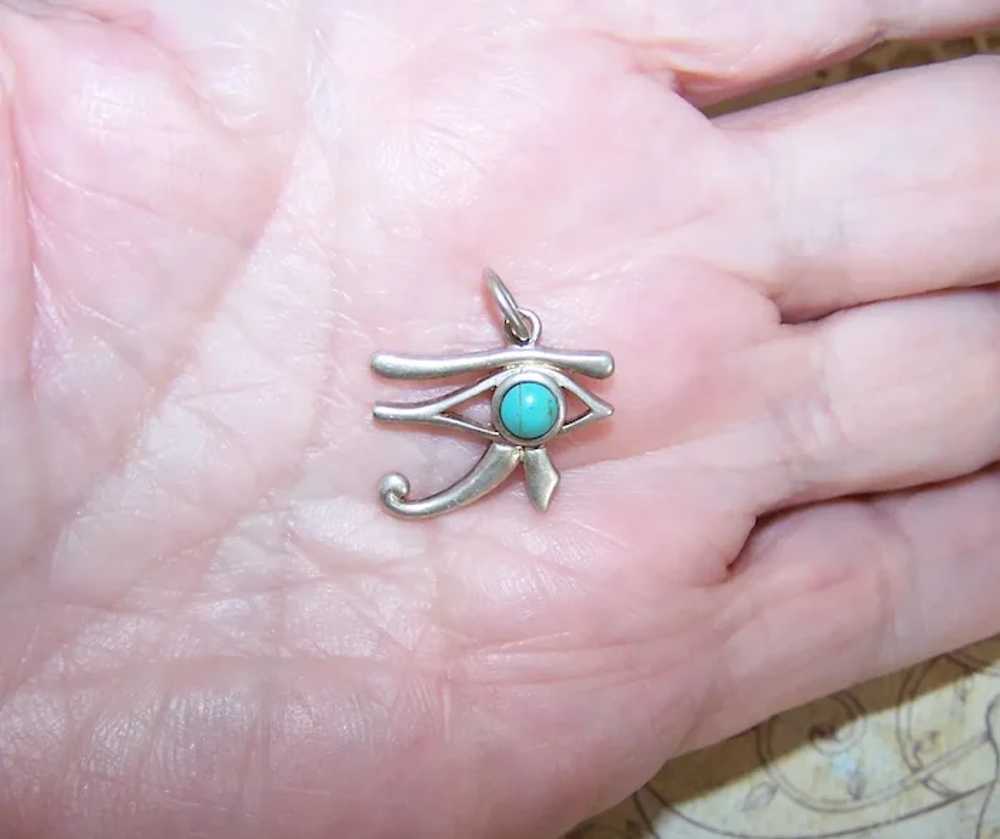 China Silver Turquoise Charm - Egyptian Revival E… - image 2